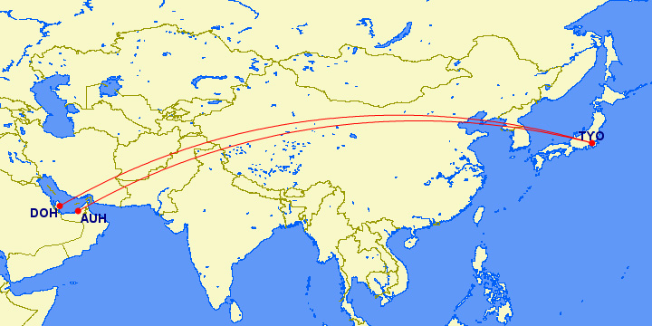 日本から中東への渡航ルート