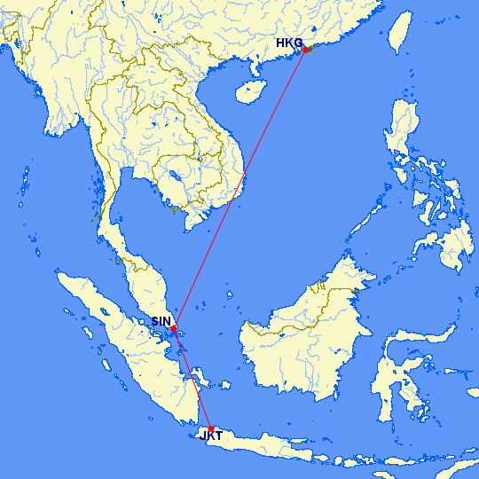 香港からジャカルタへの渡航ルート