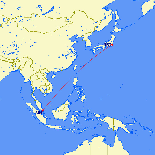 日本からシンガポールへの渡航ルート