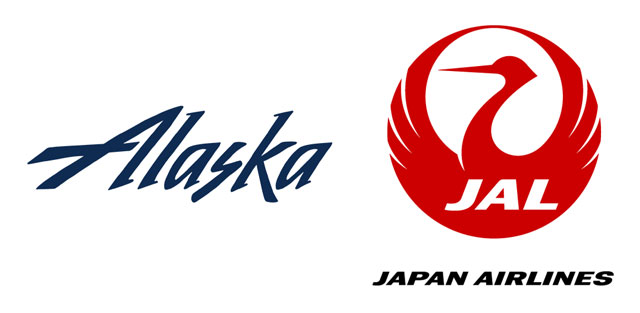 アラスカ航空とJALのロゴ